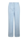 Shop P.a.r.o.s.h . Raisa Linen Blend Pant In Blue