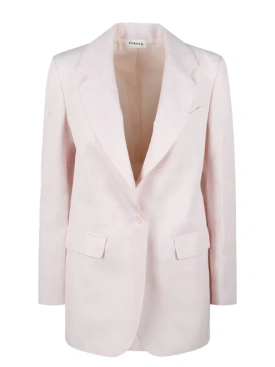 P.a.r.o.s.h Raisa Linen Blend Single-breasted Blazer In Pink