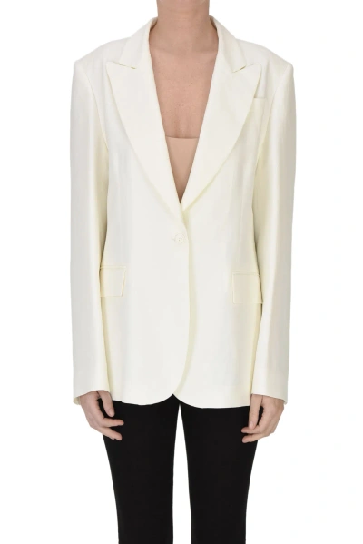 P.a.r.o.s.h Raisa Viscose And Linen Blazer In Ivory