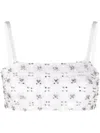 P.a.r.o.s.h Rhinestone-embellished Mesh Cropped Top In Bianco