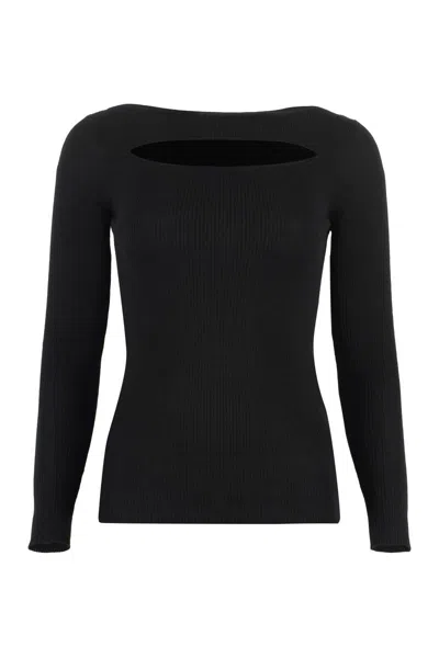 P.a.r.o.s.h Parosh Ribbed Knit Top In Black