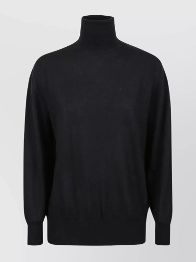 P.a.r.o.s.h Ribbed Turtleneck Sweater With Cuffs And Hem In Black