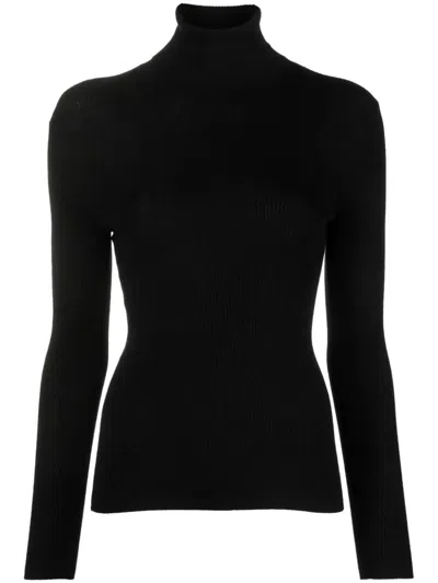 P.a.r.o.s.h . Roll-neck Ribbed-knit Wool Jumper In Black