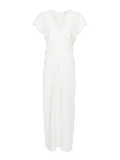 P.a.r.o.s.h Ruched Cady Midi Dress In White