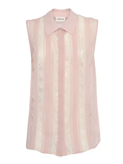 P.a.r.o.s.h . Ruffled Sleveless Blouse In Multi