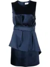 P.a.r.o.s.h Satin Belted Sleveless Minidress In Blu