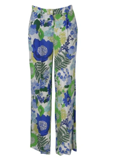 P.a.r.o.s.h Printed Silk Pants In Blu