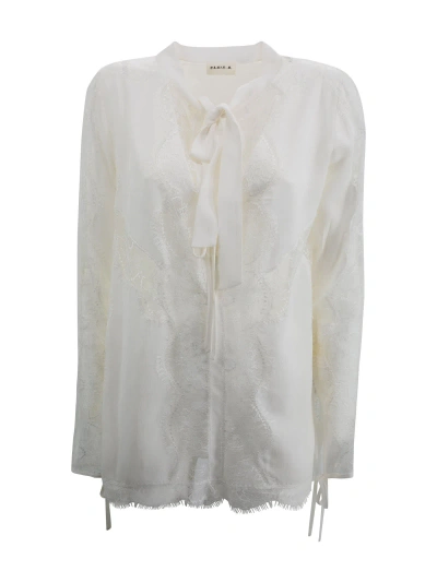 P.a.r.o.s.h Semi-sheer Lace Shirt In Cream