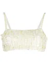 P.a.r.o.s.h Crop Top Sequin Spaghetti Straps In White