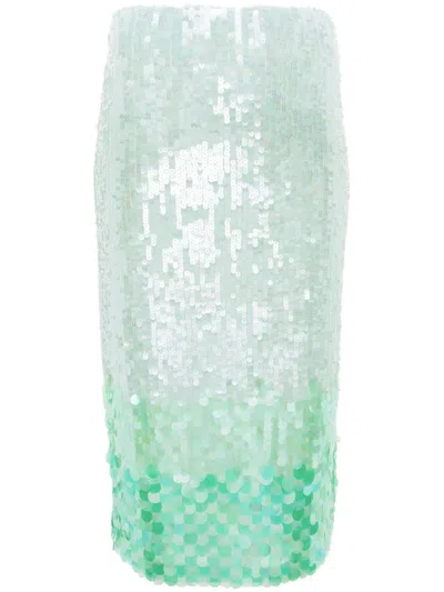 P.a.r.o.s.h Sequinned Midi Skirt In Green