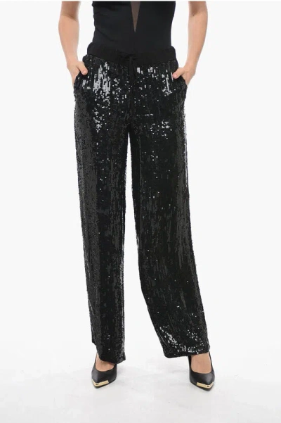 P.a.r.o.s.h Sequined Goody Wide-leg Pants In Black