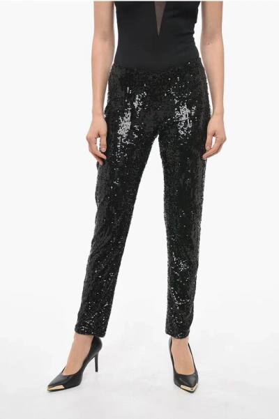 P.a.r.o.s.h Sequined Gummynet Drawstringed Pants In Black