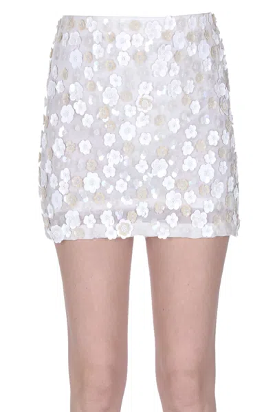 P.a.r.o.s.h Sequined Mini Skirt In Ivory