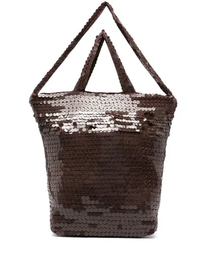 P.a.r.o.s.h Sequined Satchel In Brown