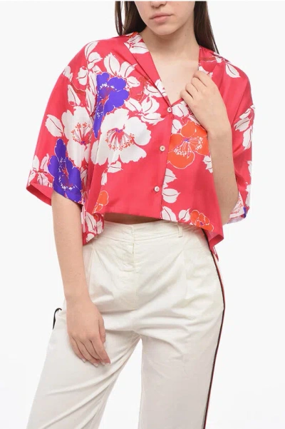 P.a.r.o.s.h Shine Cropped Shirt With Relaxed Fit In Red