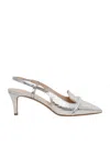 P.a.r.o.s.h Silver Leather Sling Back In Silver