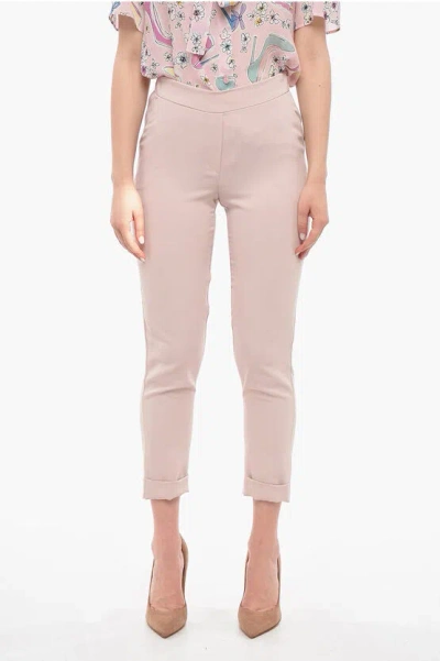 P.a.r.o.s.h Slim-fit Cropped Pants With Turn-up Hems In Pink
