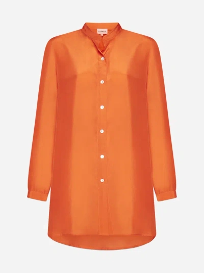 P.a.r.o.s.h Sunny Silk Habotai Shirt In Orange