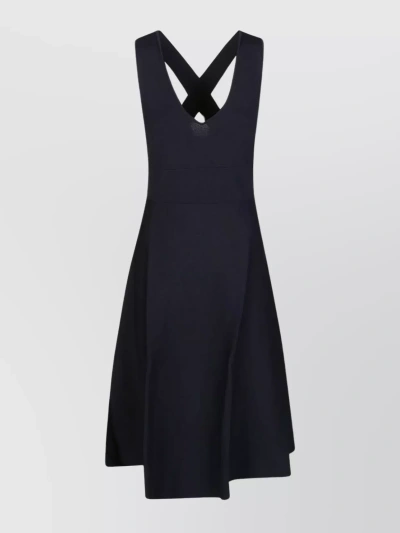 P.a.r.o.s.h Textured Knit A-line Dress With Cross-back Straps In Black