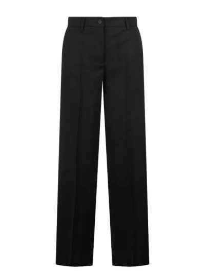 P.a.r.o.s.h Twill Wide Tailored Trousers In Black