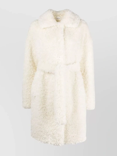 P.a.r.o.s.h Waist Belted Fur Coat In White