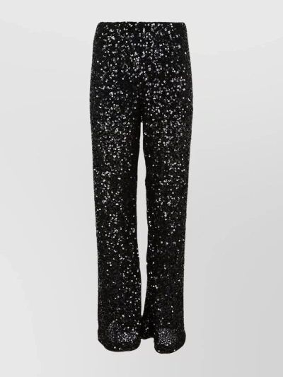 P.a.r.o.s.h Waistband Trousers With Sequin Embellishments In Black