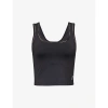 P.E NATION P.E NATION WOMEN'S BLACK HEADLINE BRAND-EMBROIDERED STRETCH-RECYCLED POLYESTER SPORTS BRA