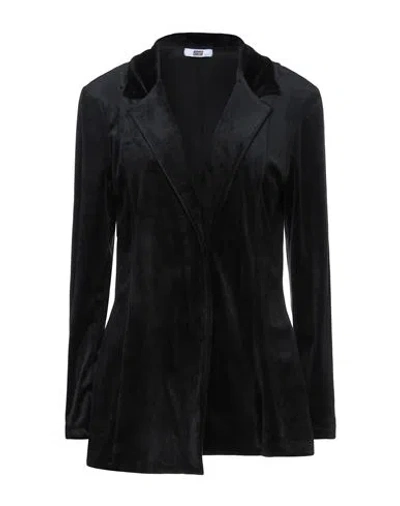 P3p3 Woman Cardigan Black Size L Polyester, Elastic Fibres In Black