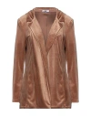 P3p3 Woman Cardigan Camel Size M Polyester, Elastic Fibres In Beige