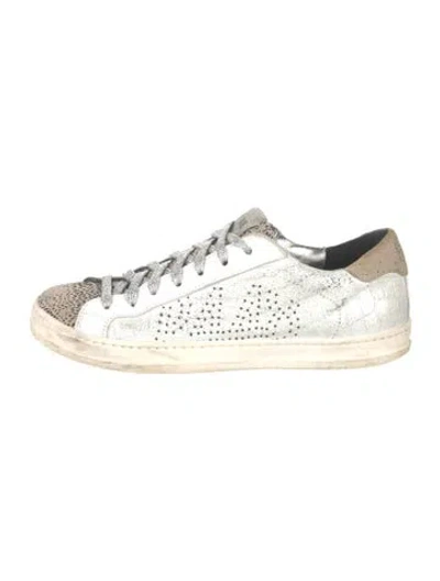 Pre-owned P448 Animal Print Glitter Accents Sneakers In White
