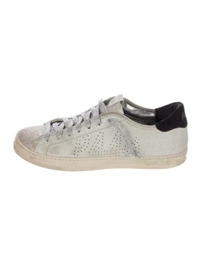 Pre-owned P448 Embossed Leather Animal Print Sneakers In Grey