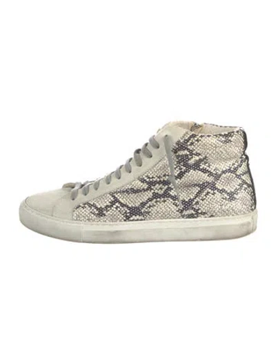 Pre-owned P448 Embossed Leather Animal Print Sneakers In Metallic/silver
