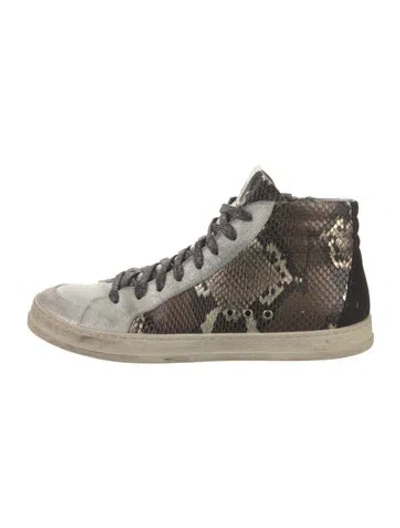 Pre-owned P448 Embossed Leather Animal Print Sneakers In Multi