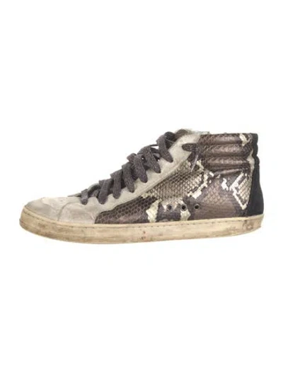Pre-owned P448 Embossed Leather Animal Print Sneakers In Neutral