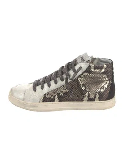 Pre-owned P448 Embossed Leather Printed Sneakers In Neutral