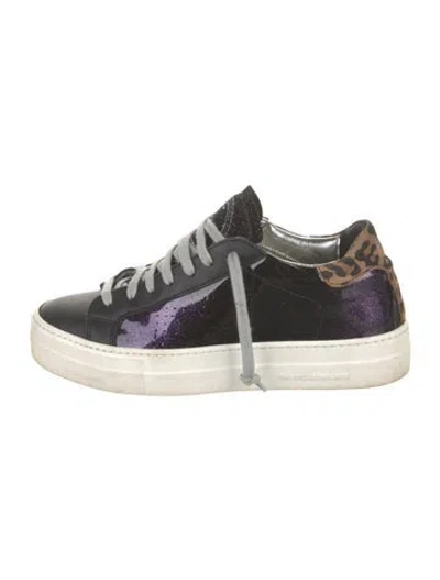 Pre-owned P448 Embossed Leather Sneakers In Black