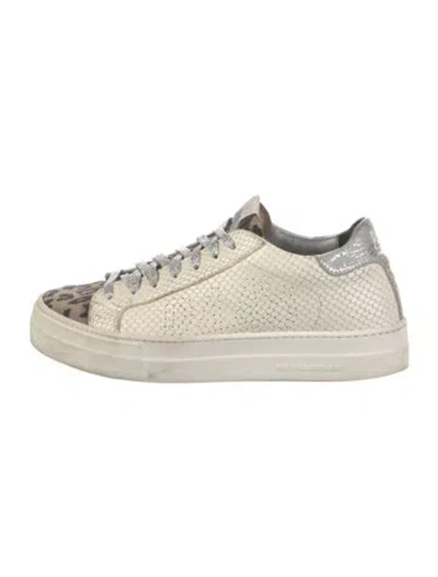 Pre-owned P448 Embossed Leather Sneakers In Neutral