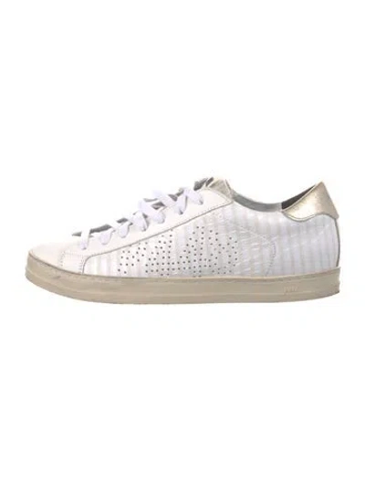 Pre-owned P448 Embossed Leather Sneakers In White