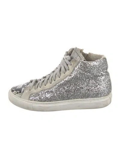 Pre-owned P448 Glitter Colorblock Pattern Sneakers In Gray