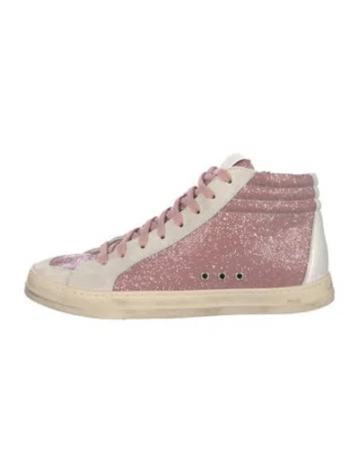 Pre-owned P448 Glitter Colorblock Pattern Sneakers In Purple