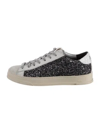 Pre-owned P448 Glitter Graphic Print Sneakers In Black/neutrals/silver