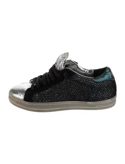 Pre-owned P448 Glitter Graphic Print Sneakers In Black/silver/white