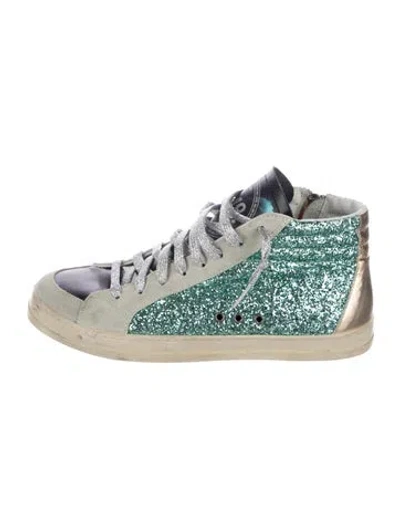 Pre-owned P448 Glitter Graphic Print Sneakers In Green
