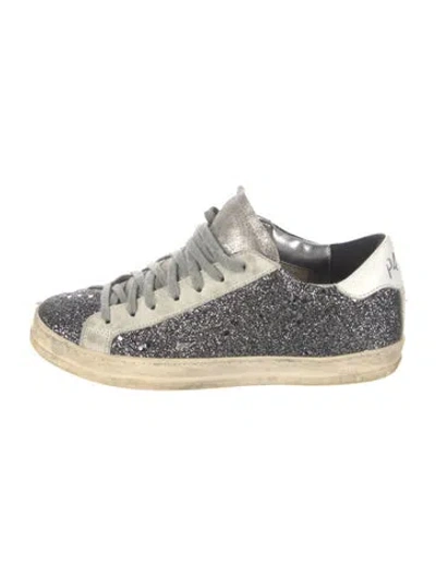 Pre-owned P448 Glitter Graphic Print Sneakers In Metallic/silver