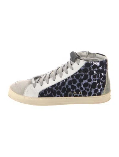 Pre-owned P448 Leather Animal Print Sneakers In Black