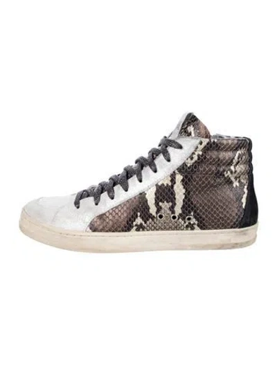 Pre-owned P448 Leather Animal Print Sneakers In Black/grey