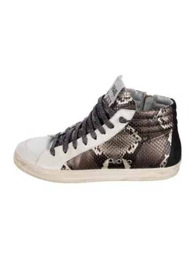 Pre-owned P448 Leather Animal Print Sneakers In Black/grey