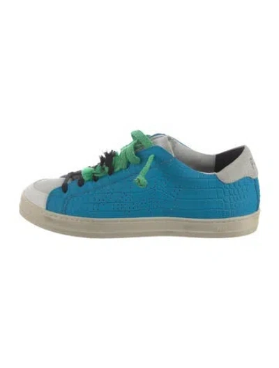 Pre-owned P448 Leather Animal Print Sneakers In Blue
