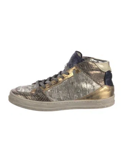Pre-owned P448 Leather Animal Print Sneakers In Gray