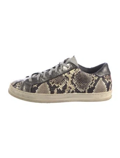 Pre-owned P448 Leather Animal Print Sneakers In Gray